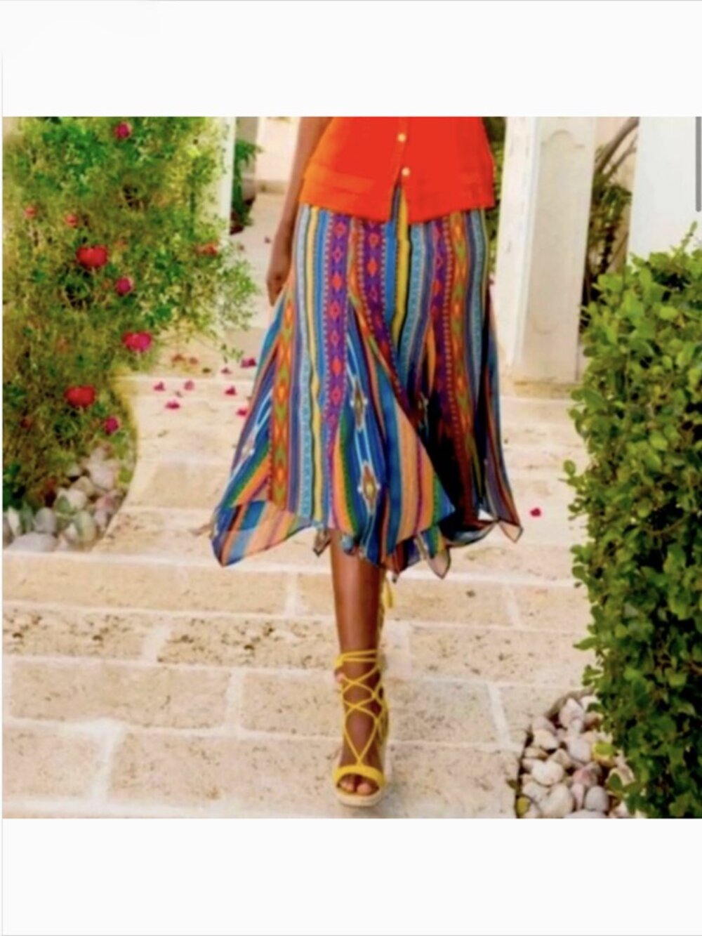 Soft Surroundings Fantasia Carnival Skirt PXL Handkerchief Hem Southwestern
